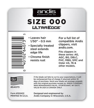Andis UltraEdge  Size 000 1/50in (.5mm) Blade - Clippers | L'Oréal Partner Shop
