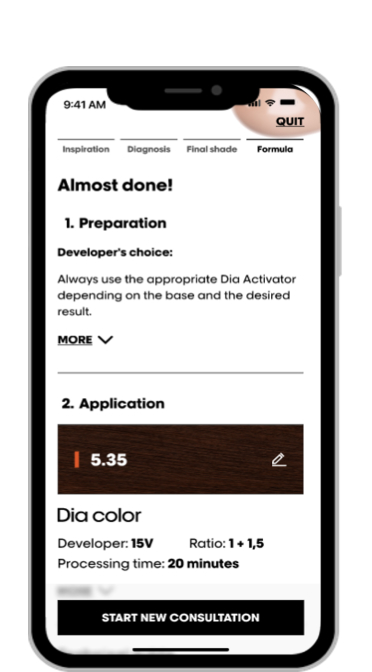 my hair id formula screen